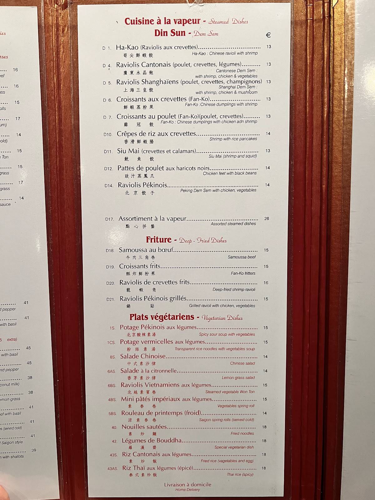 Menu de Restaurant DIEP