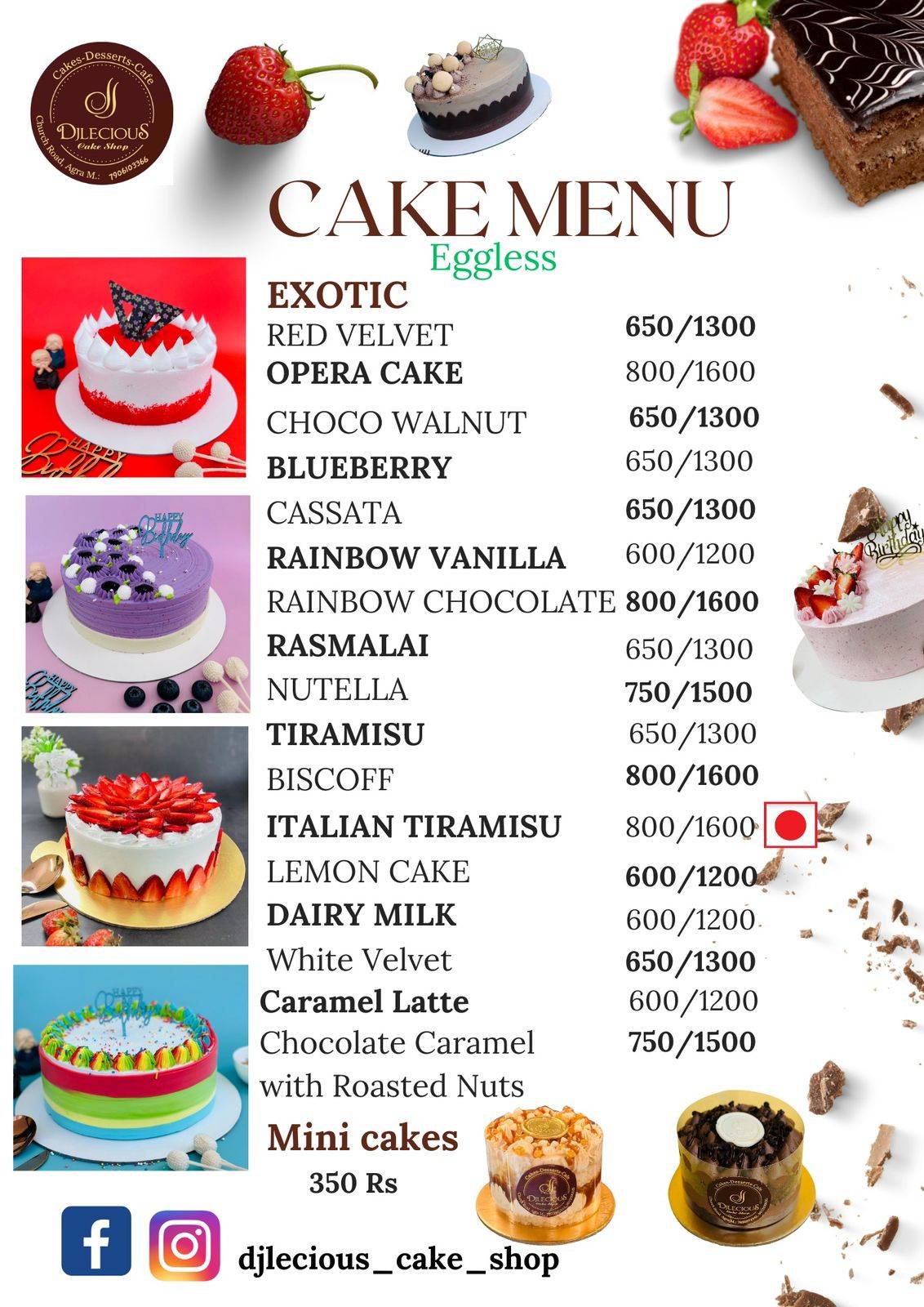 DJlecious Cake Shop menu