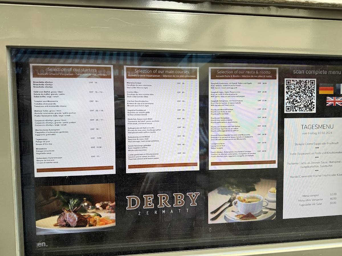 Menu di Restaurant Derby 