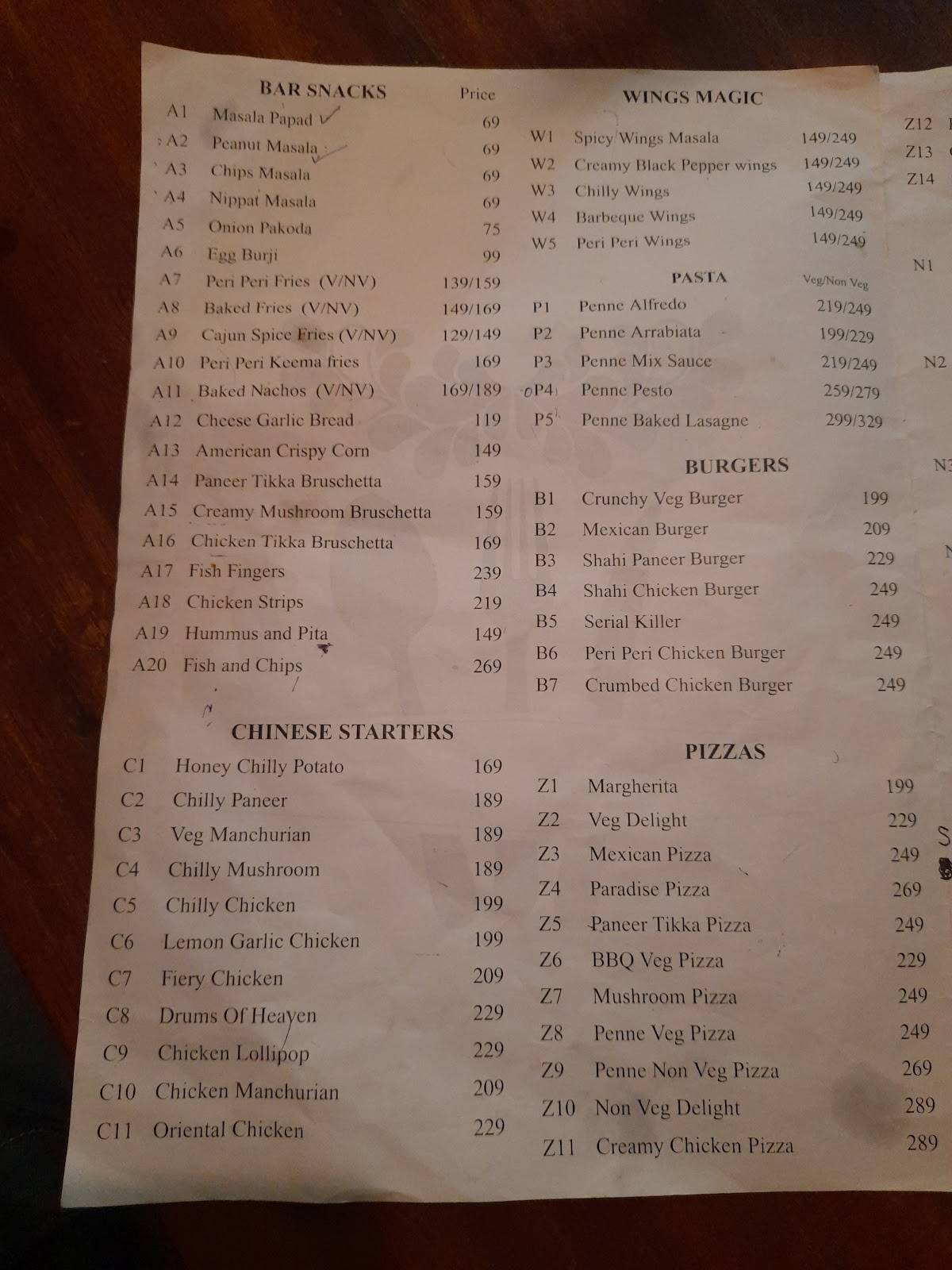 Dhwani Koramangala menu