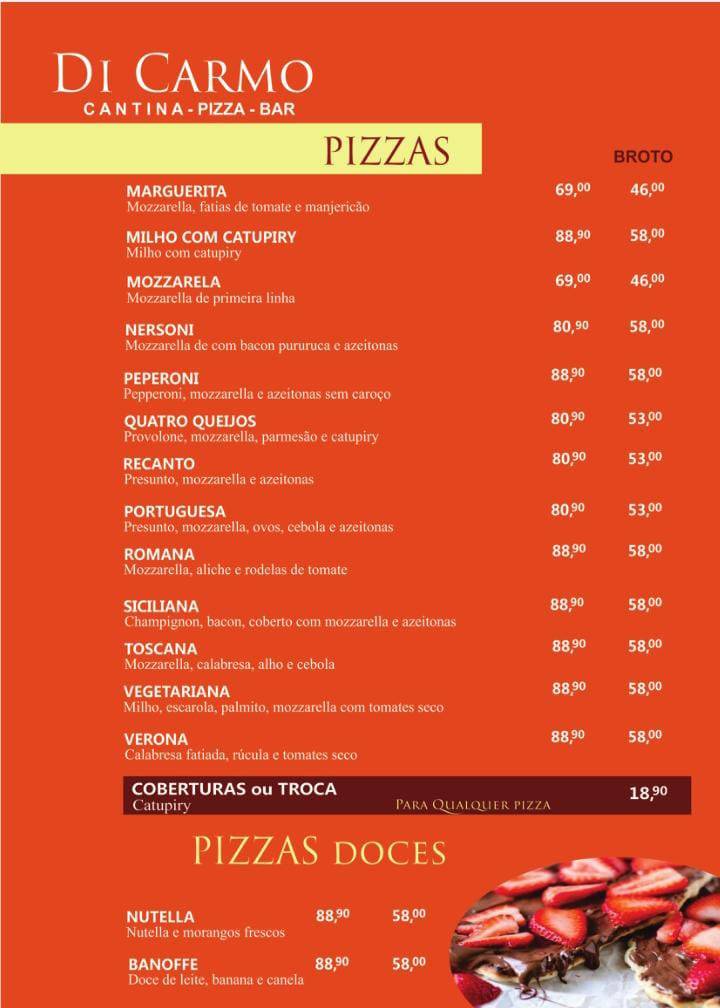 Di Carmo Cantina Pizza Bar cardápio