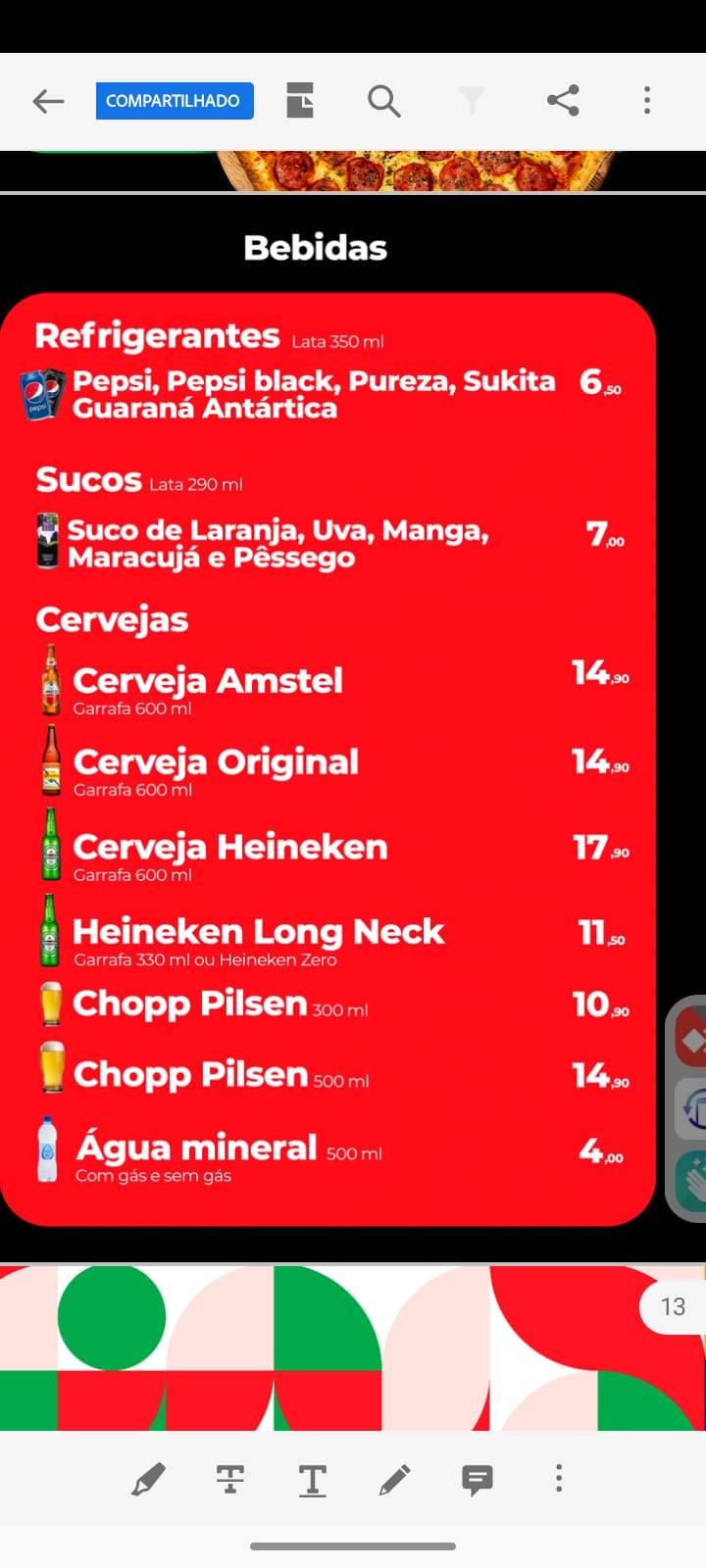 Di Roma Pizza cardápio