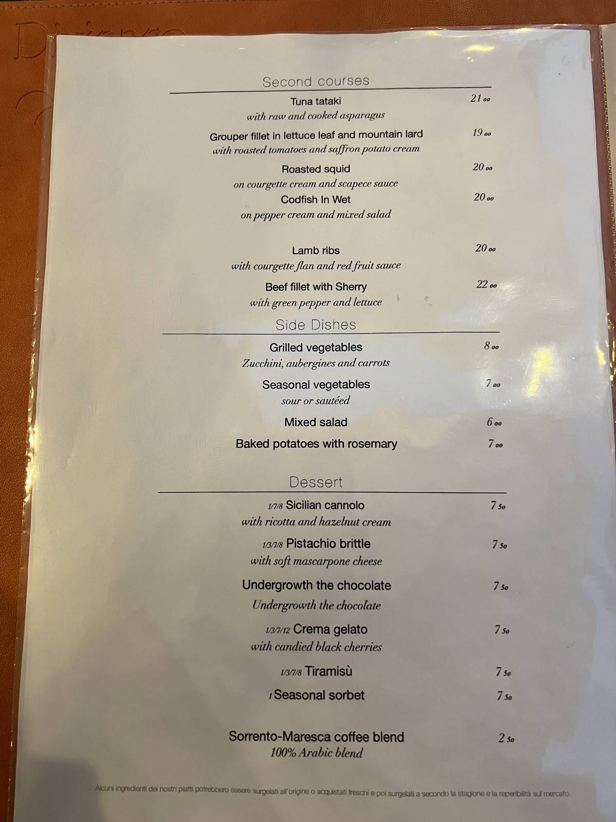 Menu di Divinare 