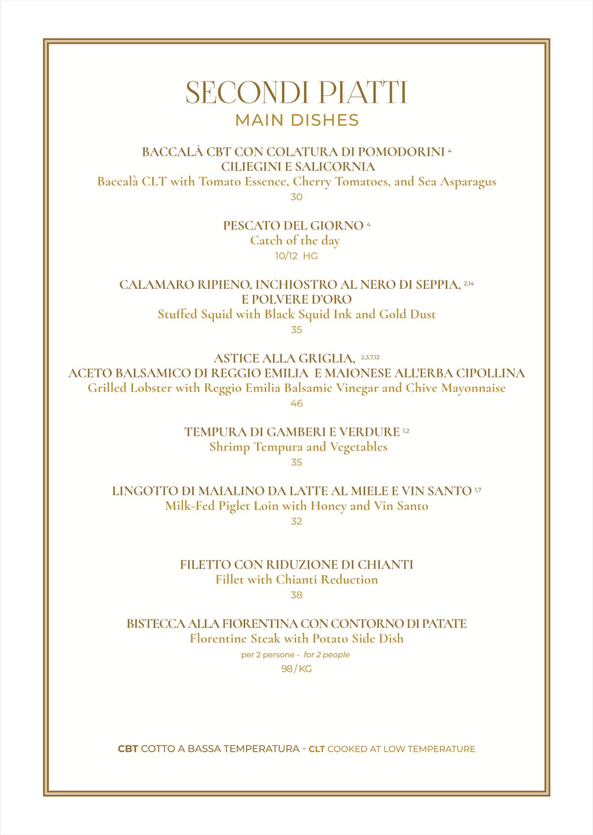 Menu di Doria - Ristorante Forte dei Marmi 