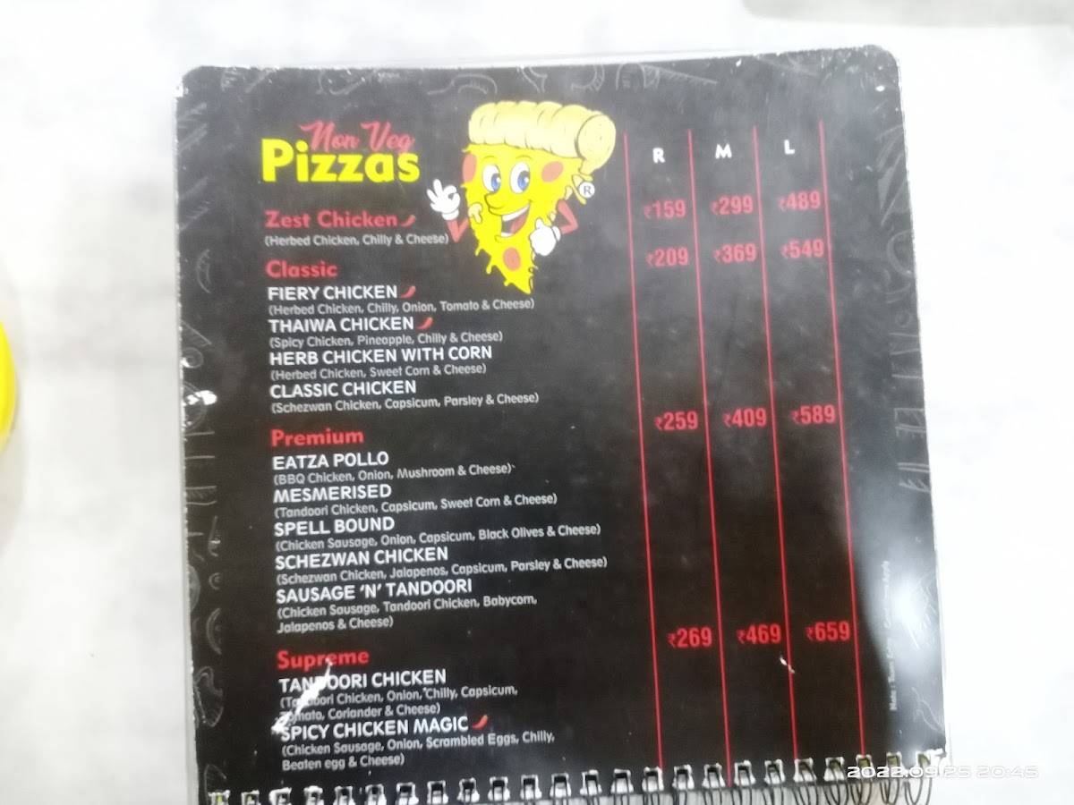Eatza Pizza menu