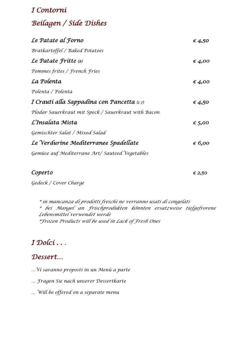 Menu di Edelweiss Stube 