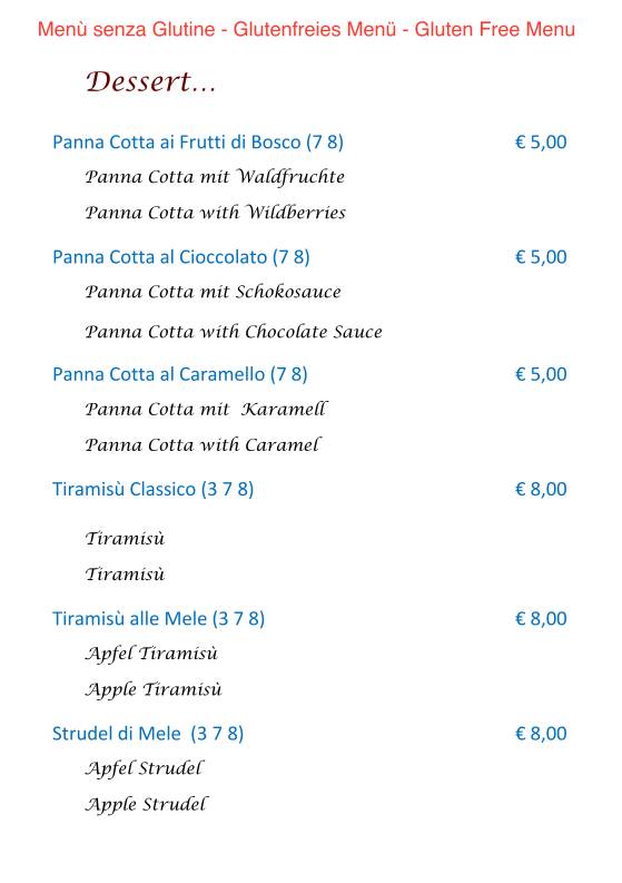 Menu di Edelweiss Stube 