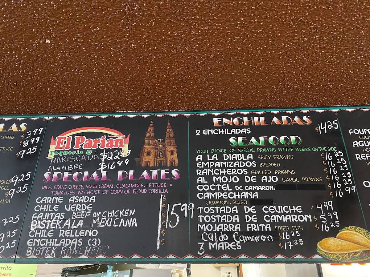 Menu at El Parian Taqueria restaurant, North Highlands, Watt Ave