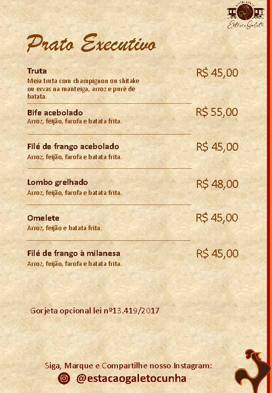 Restaurante Estação Galeto cardápio