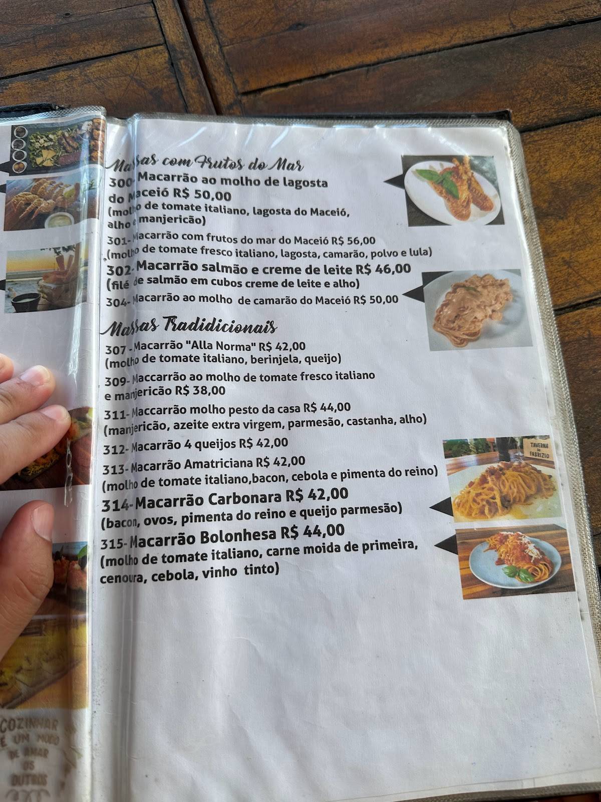 Taverna do Fabrizio cardápio