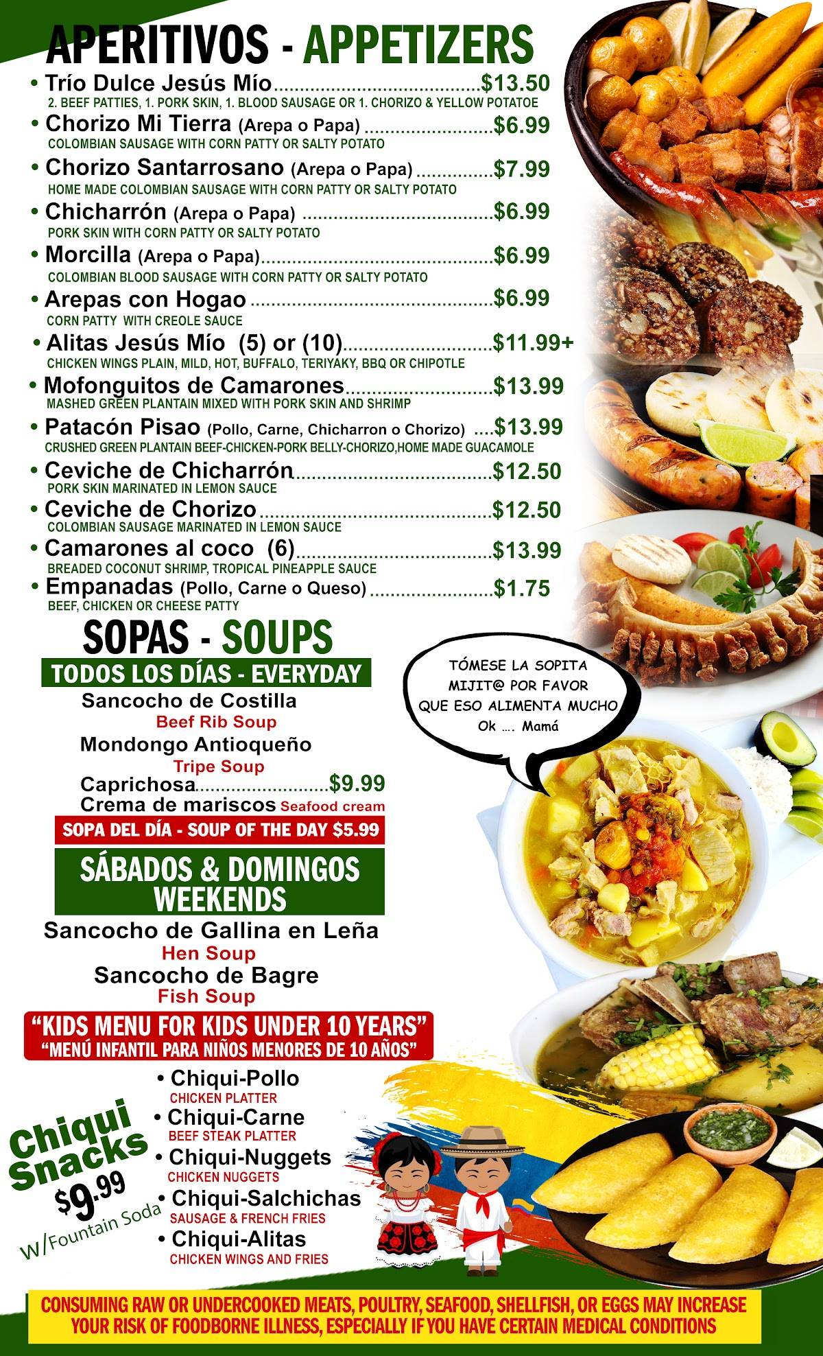 Menu at Fonda Dulce Jesus Mio Ocala, Ocala