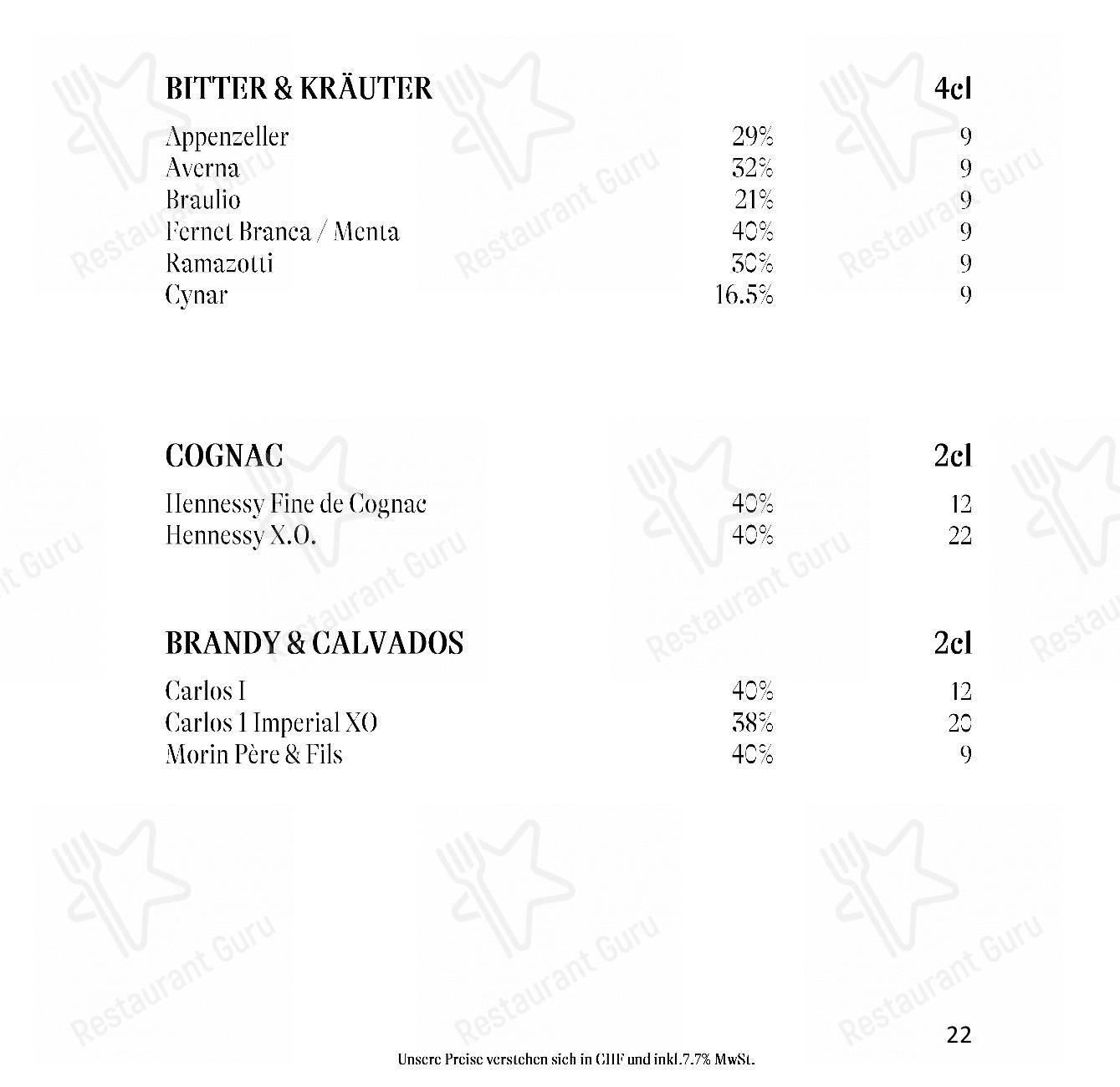 Gourmet Restaurant Guarda Val in Lantsch/Lenz - Menu