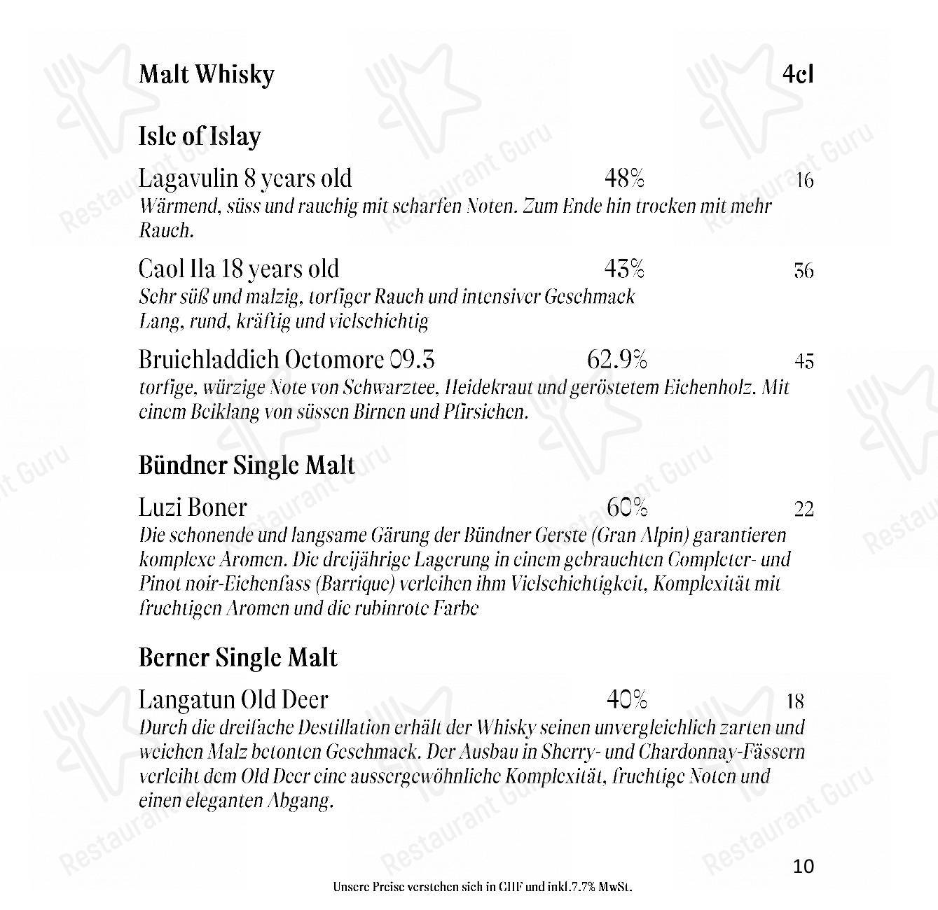 Menu per Gourmet Restaurant Guarda Val in Lantsch/Lenz