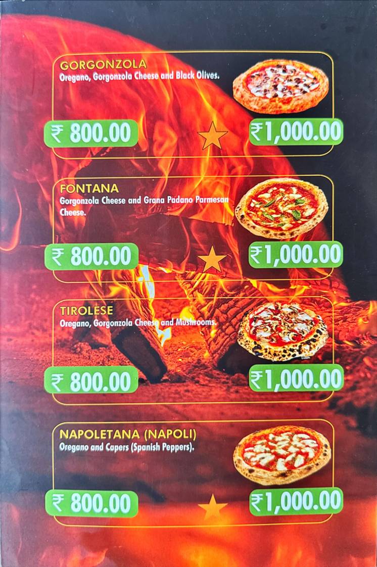 Gustos Pizzeria menu