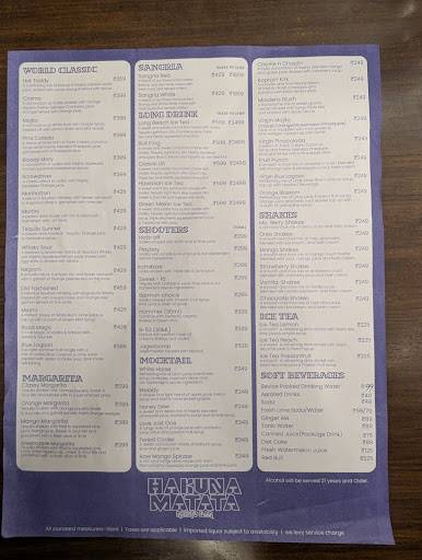 Hakuna Matata menu