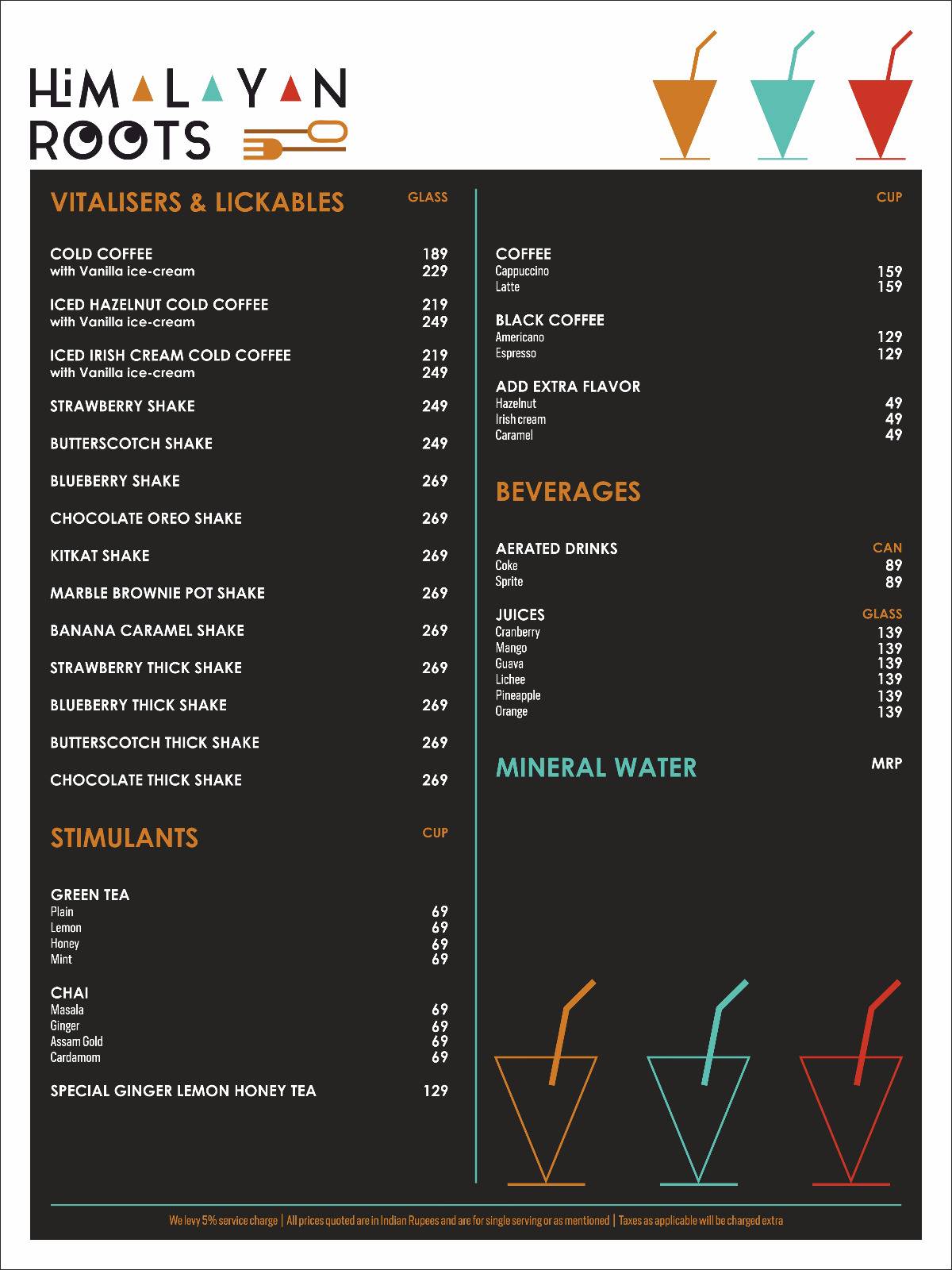Himalayan Roots menu