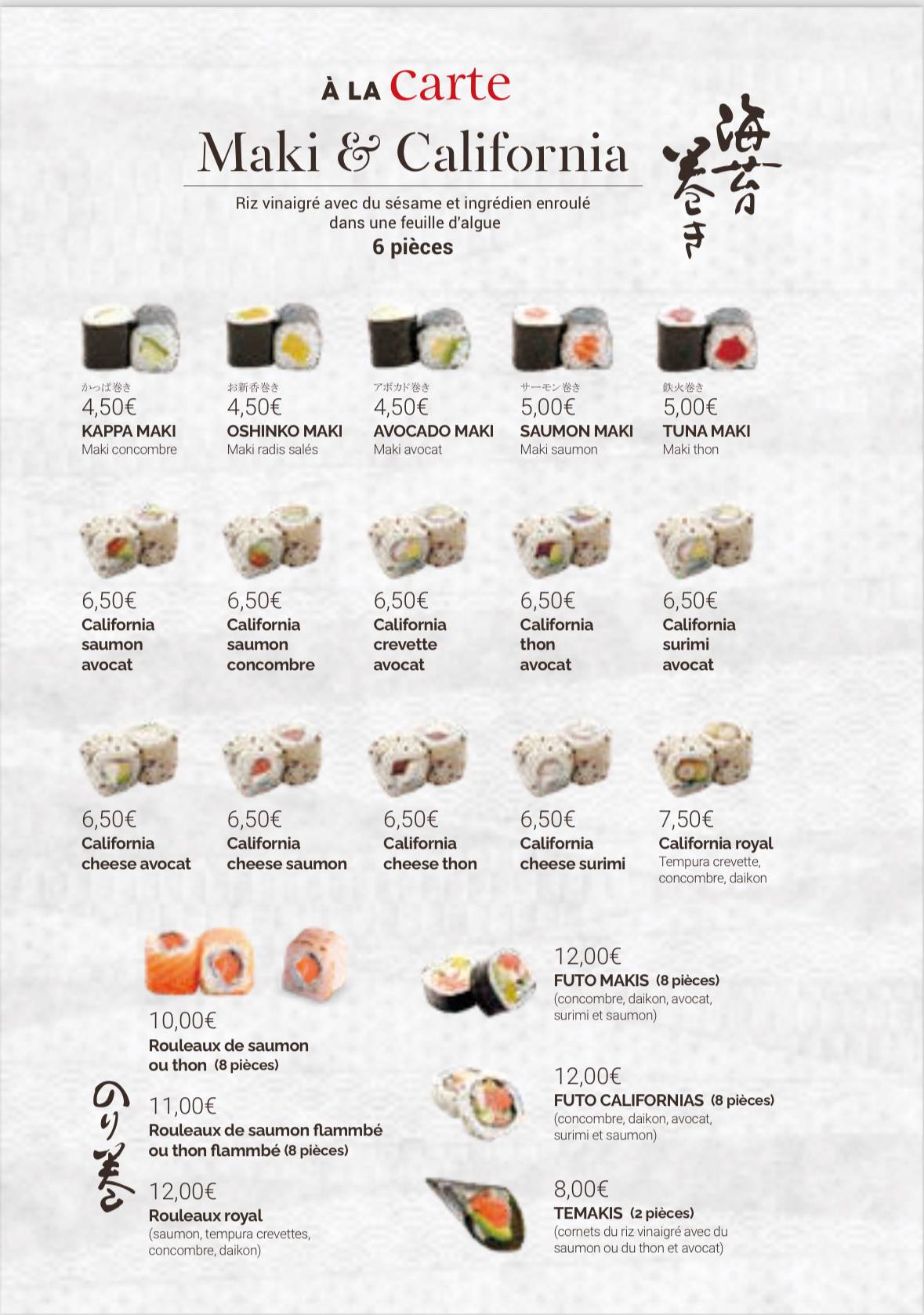 Menu de Restaurant Hokkaido