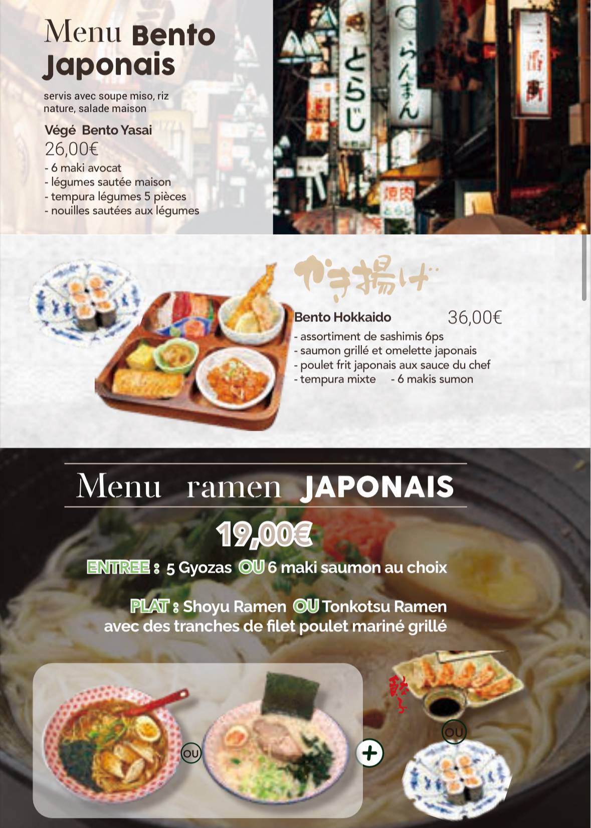 Menu de Restaurant Hokkaido