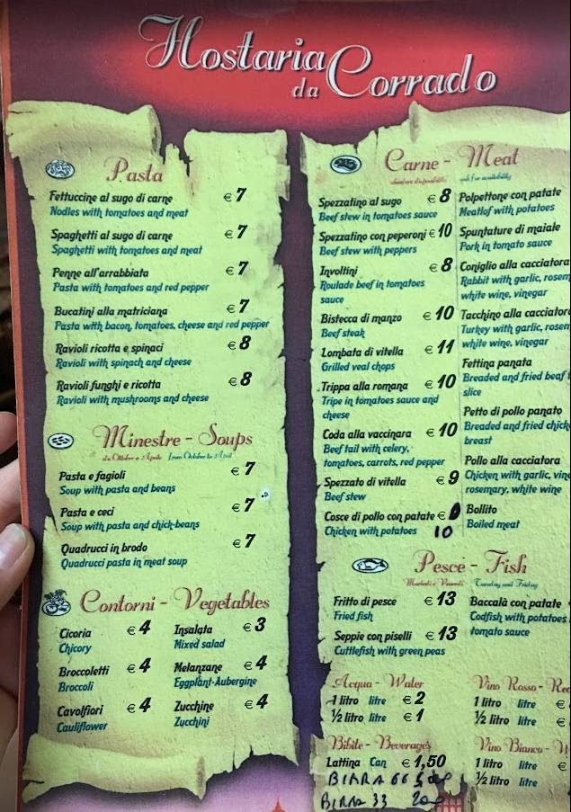 Menu di Hostaria Da Corrado 