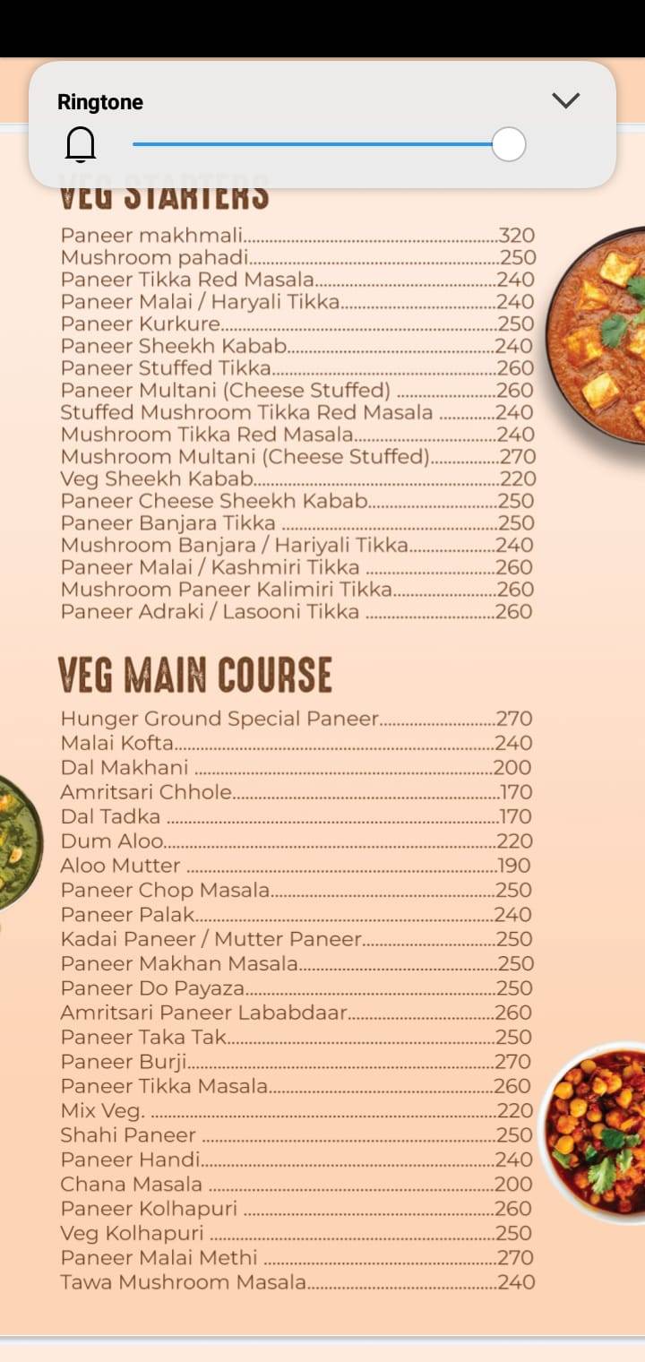 Hunger ground menu
