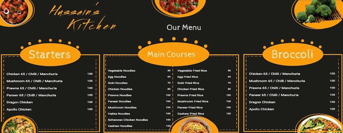 Hussain's Kitchen menu