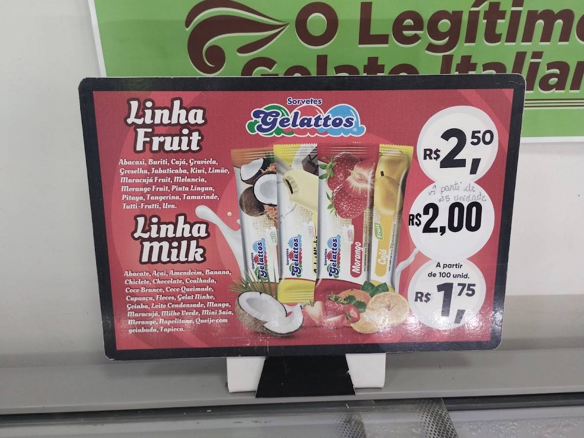 Sorveteria Gelattos Asa norte cardápio