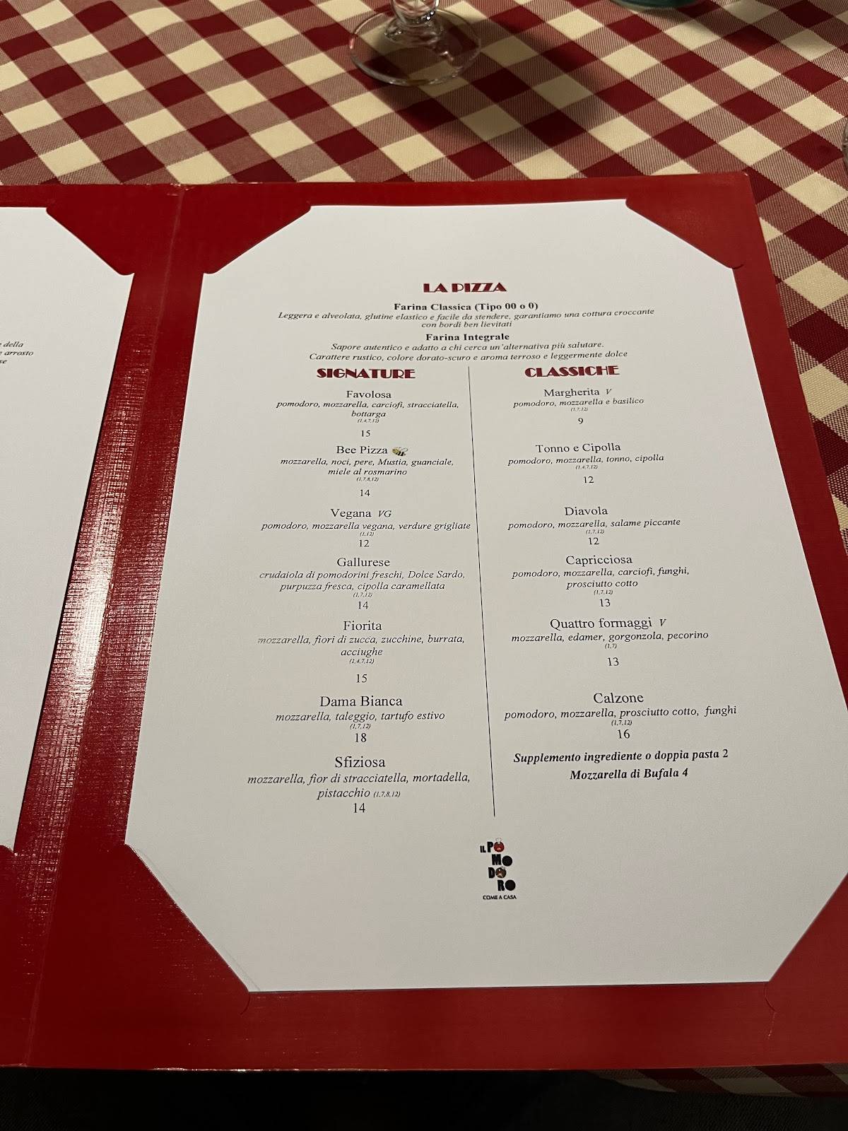 Menu di il pomodoro restaurant
