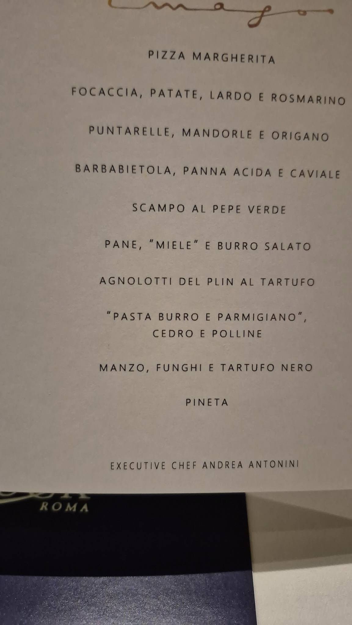 Menu di Imàgo 