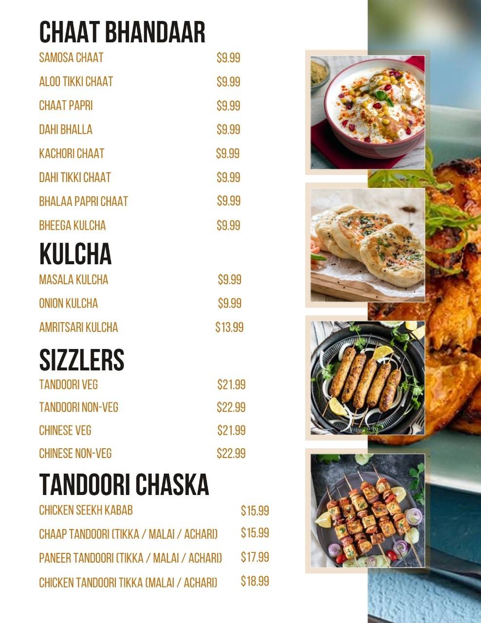 Menu de Indian Sweet Master Waterloo