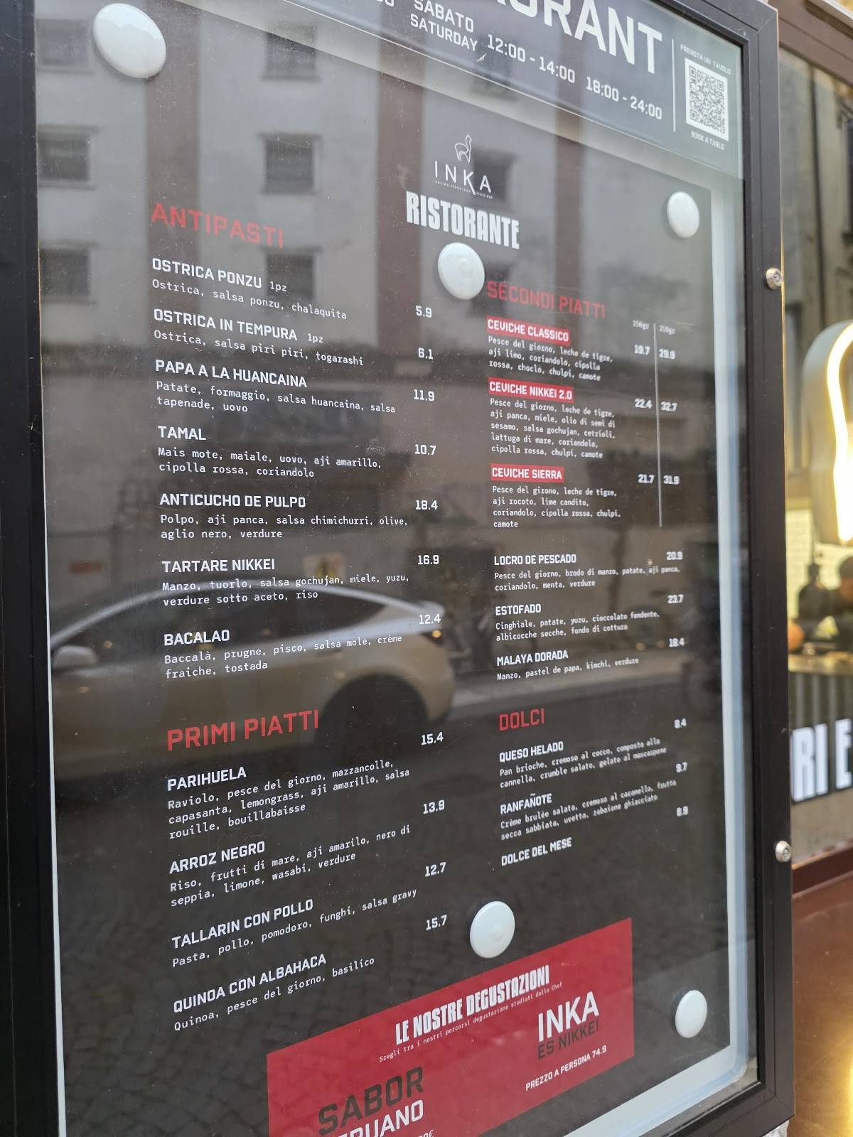 Menu di Inka - Cucina Peruviana & Pisco Bar 