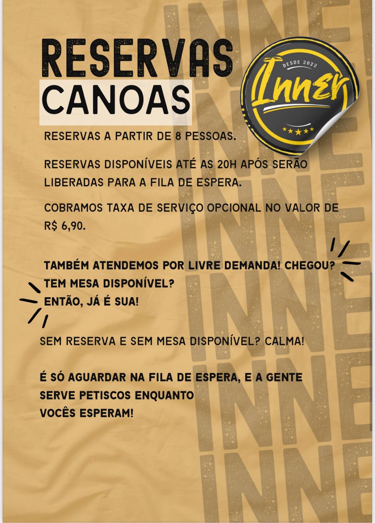 Inner Rodízio de Mini Hambúrguer cardápio
