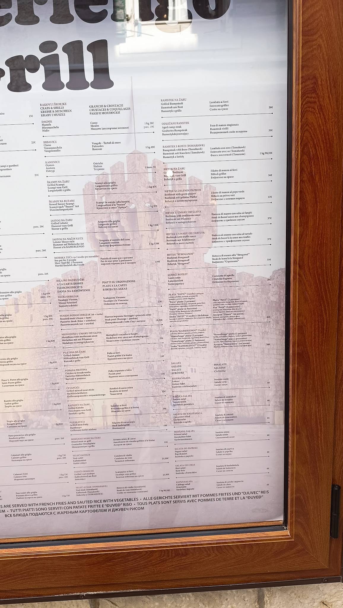 Menu di Restaurant Kamerlengo 