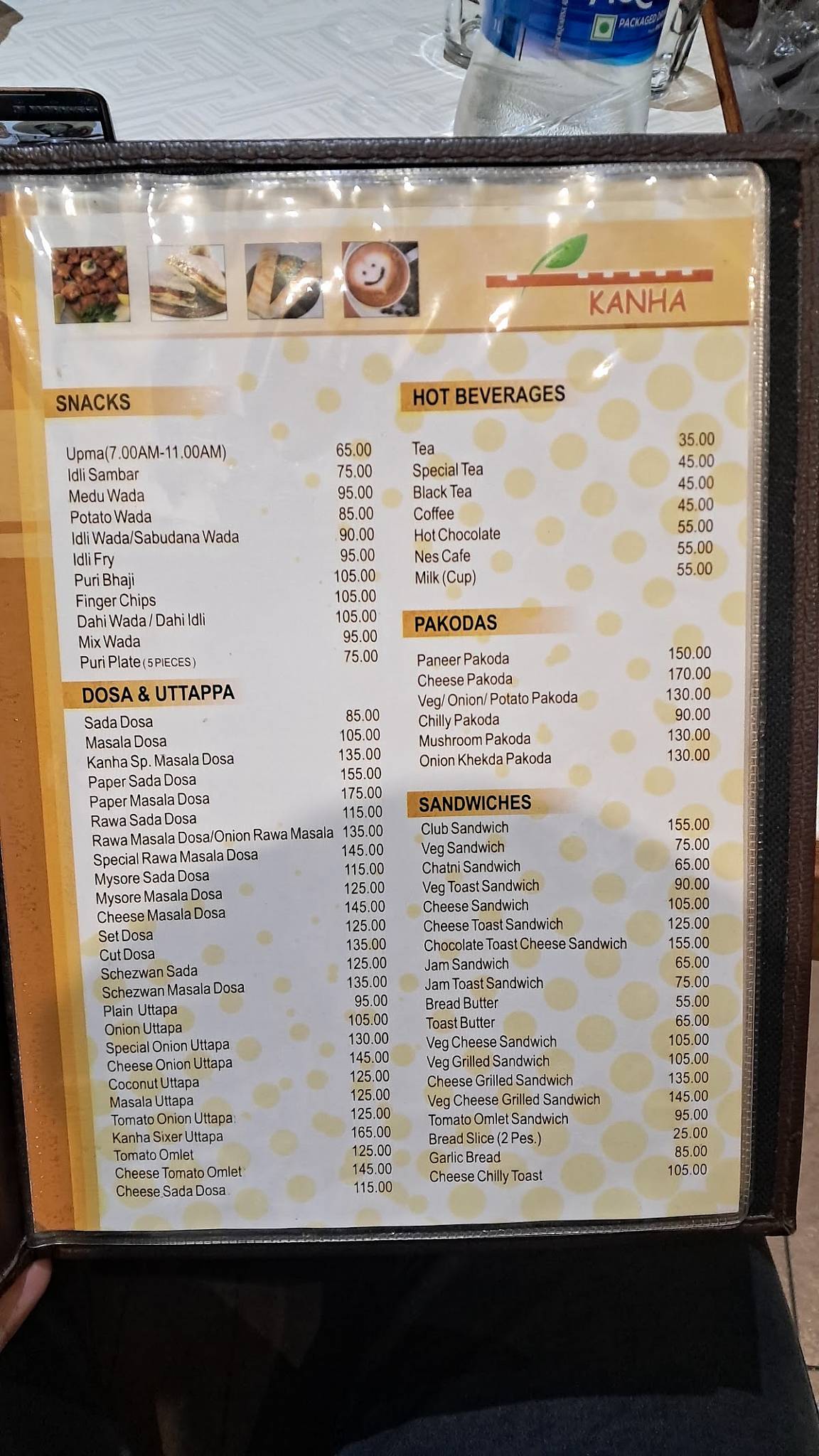 Kanha Veg menu