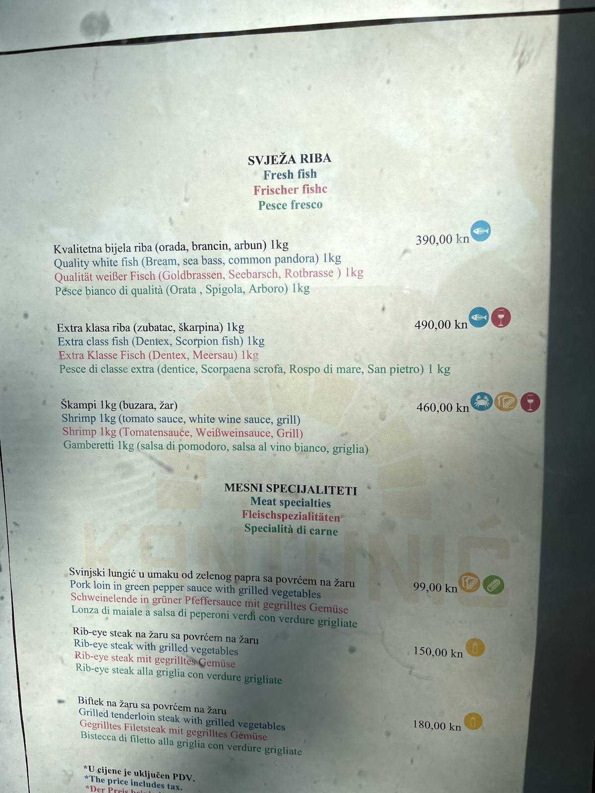 Menu di Restaurant Kantunić 