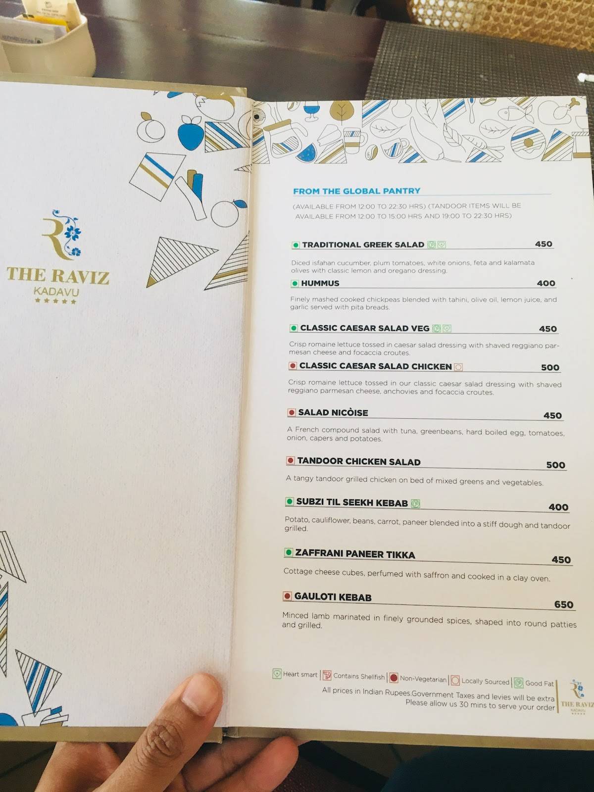 Keraleeyam at Raviz Kadavu menu