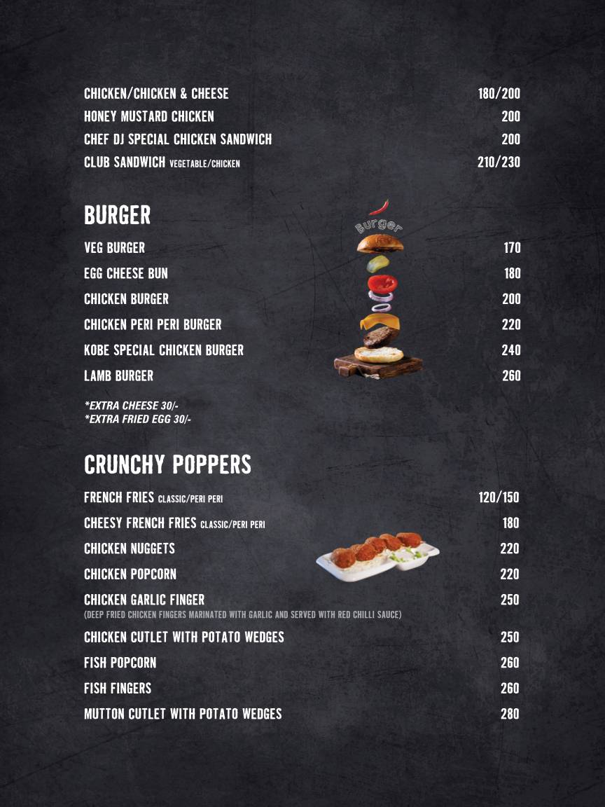 Kobe Sizzlers Mak Mall menu