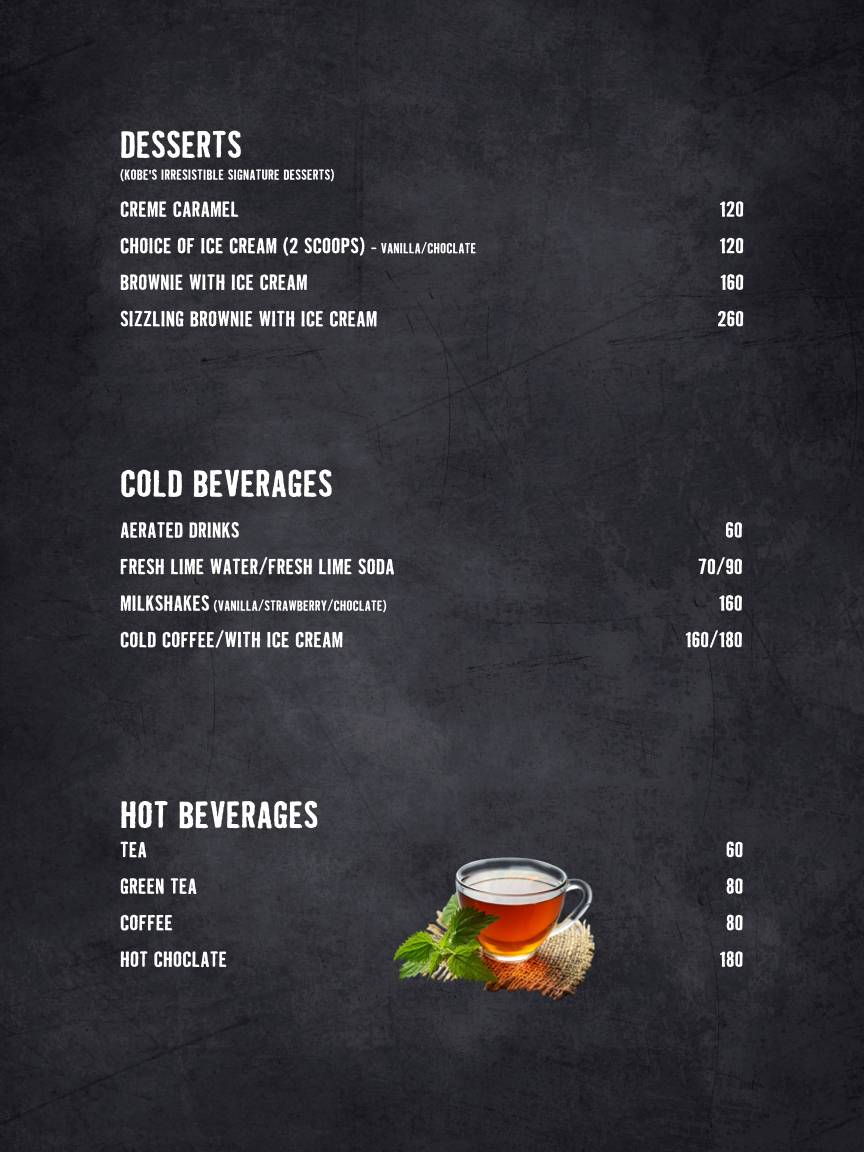 Kobe Sizzlers Mak Mall menu