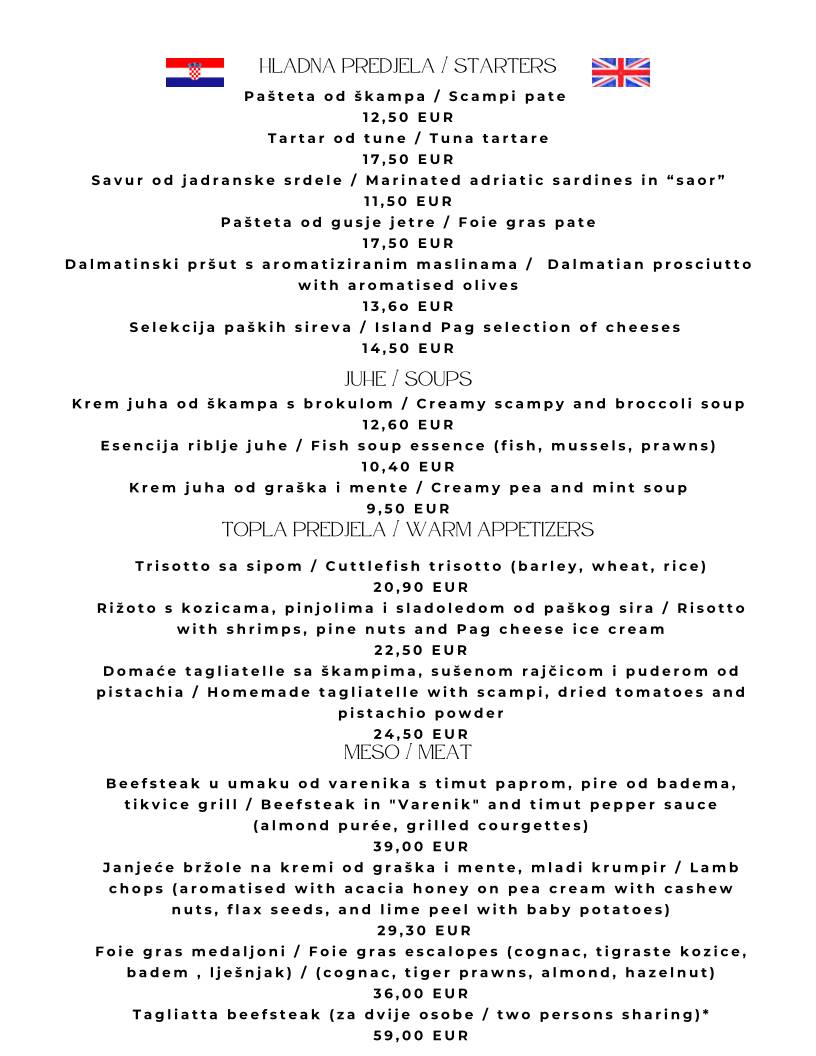 Menu di Konoba Griblja 