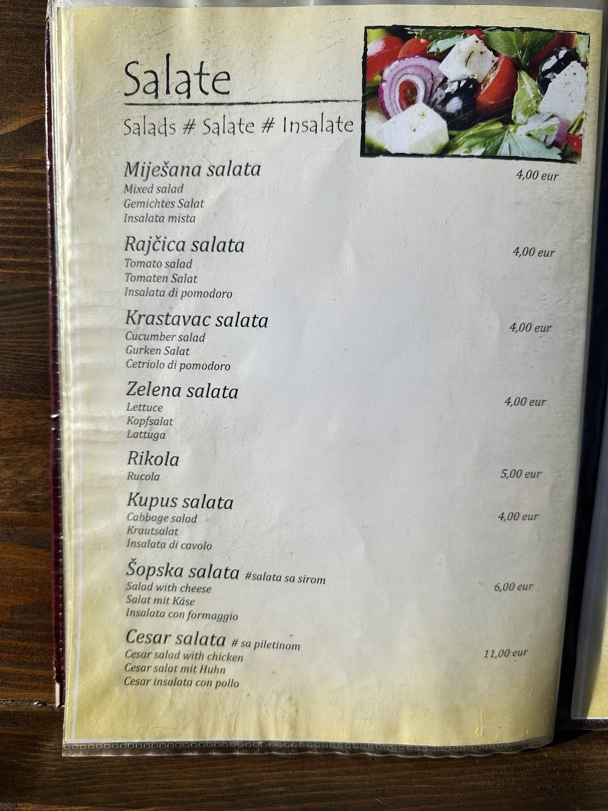 Menu di Konoba Novak 