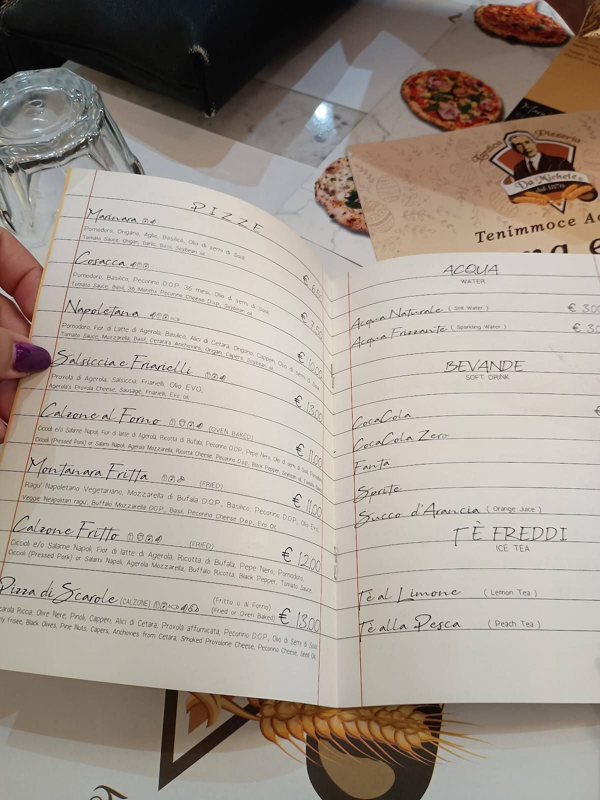 Menu di L’Antica Pizzeria Da Michele 