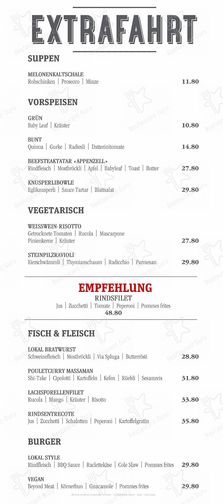 Brasserie LOK in San Gallo - Menu