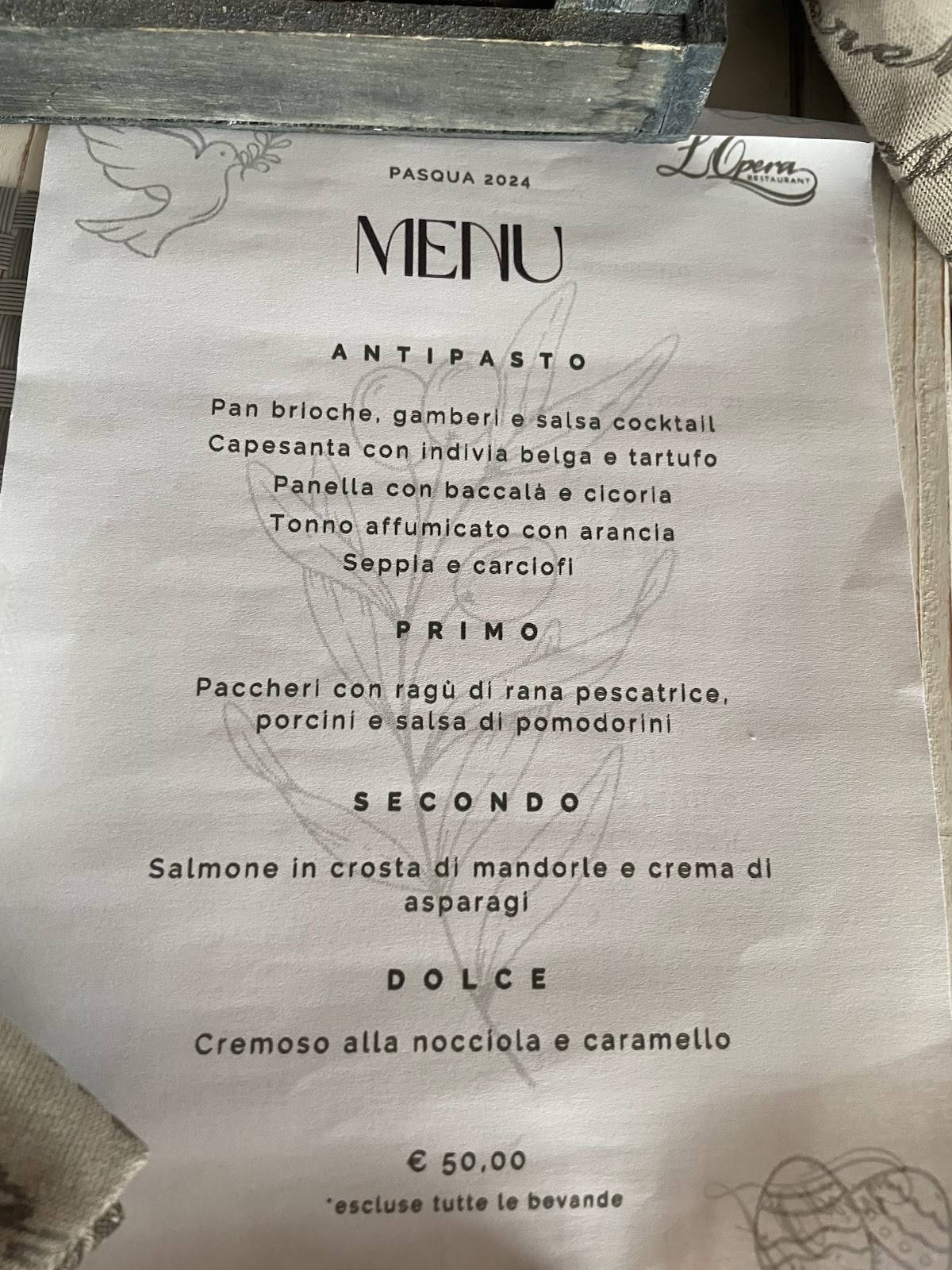 Menu di L'Opera Restaurant 