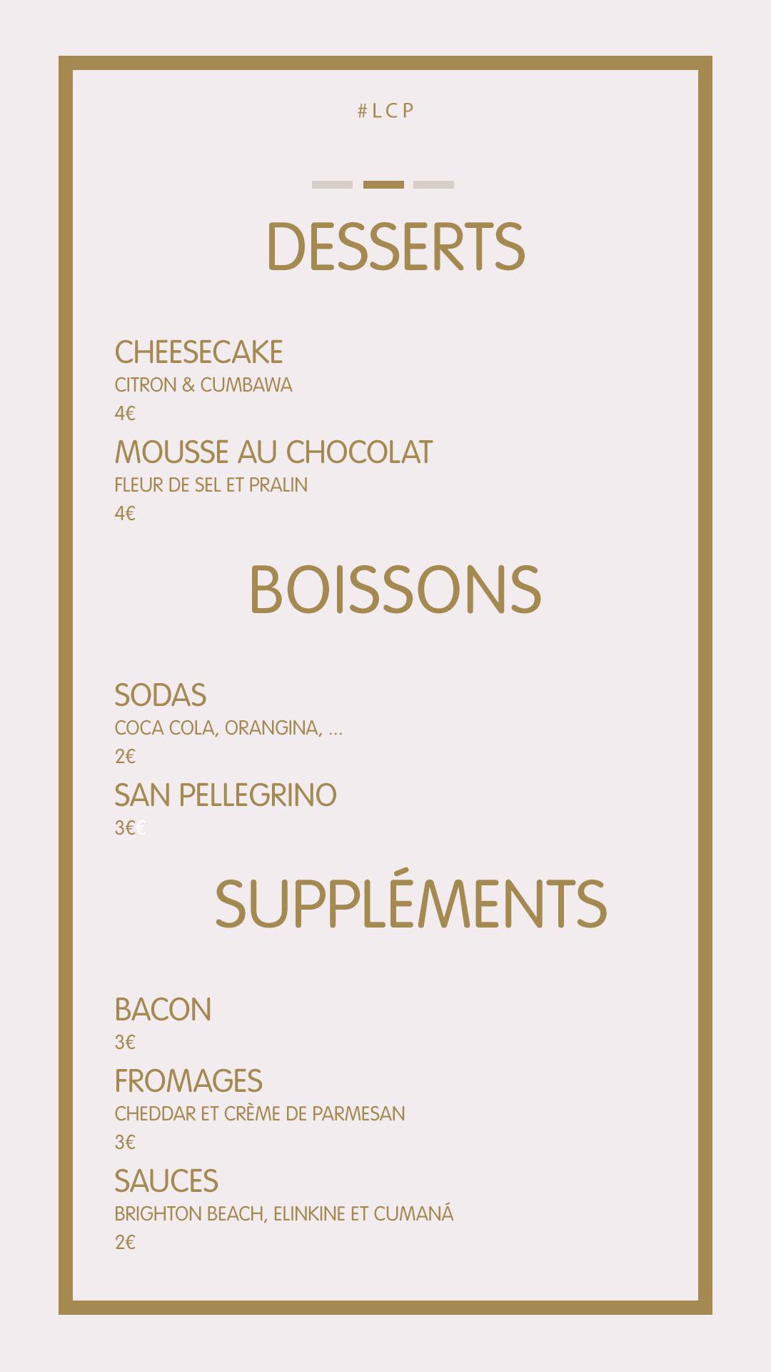 Menu de La Caravane Passe