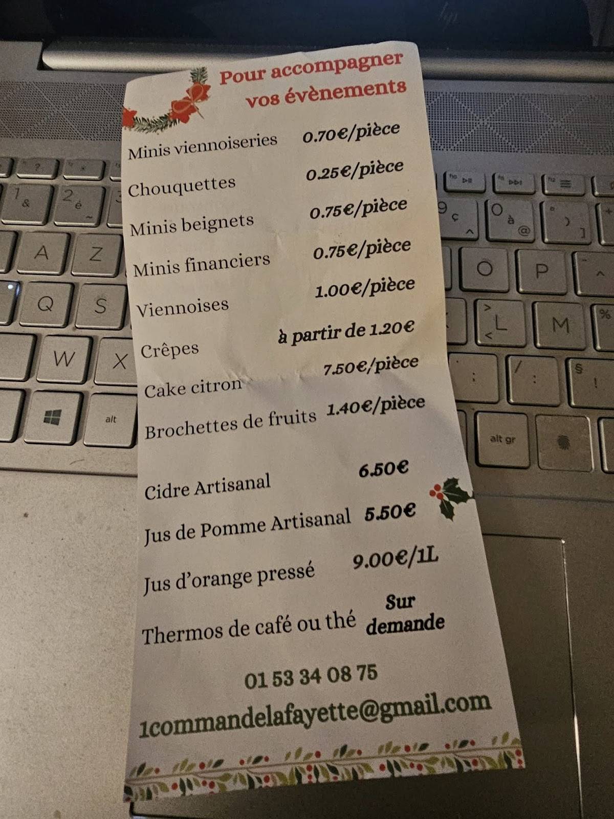 Menu de Aux Castelblangeois