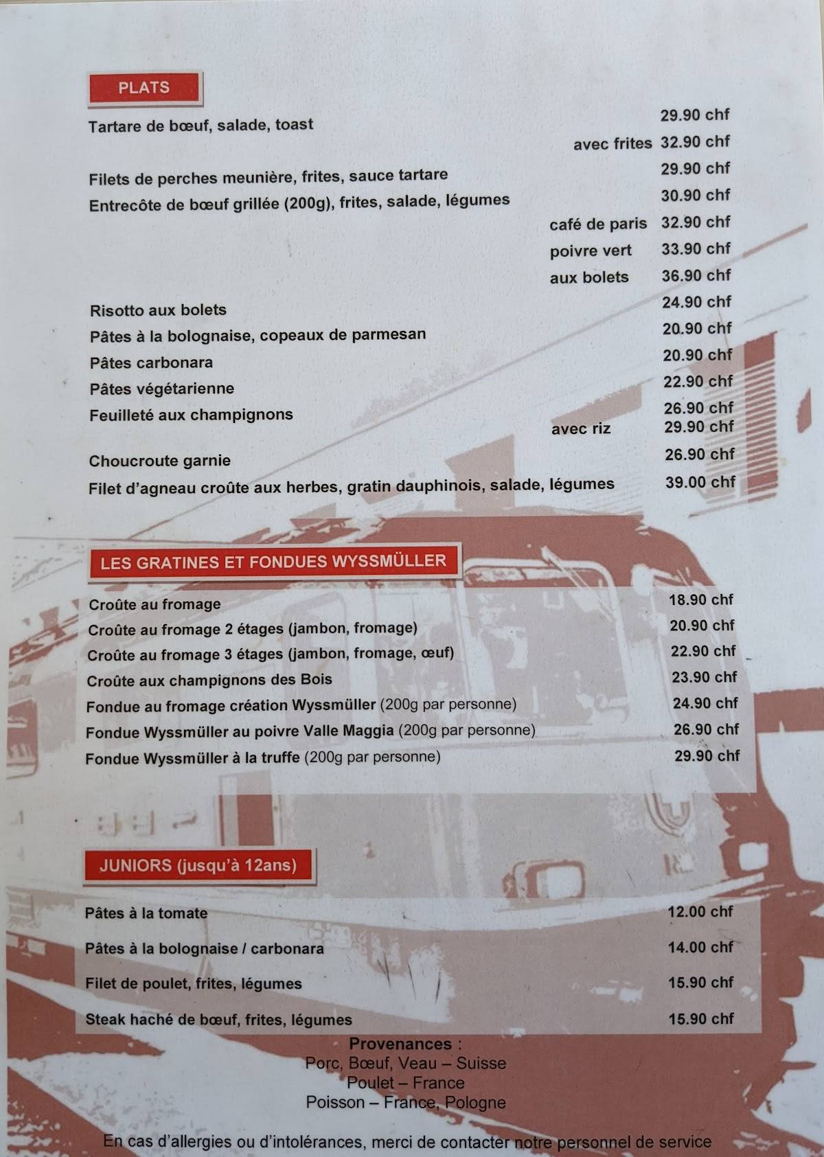 Menu di Le Buffet de la Gare 