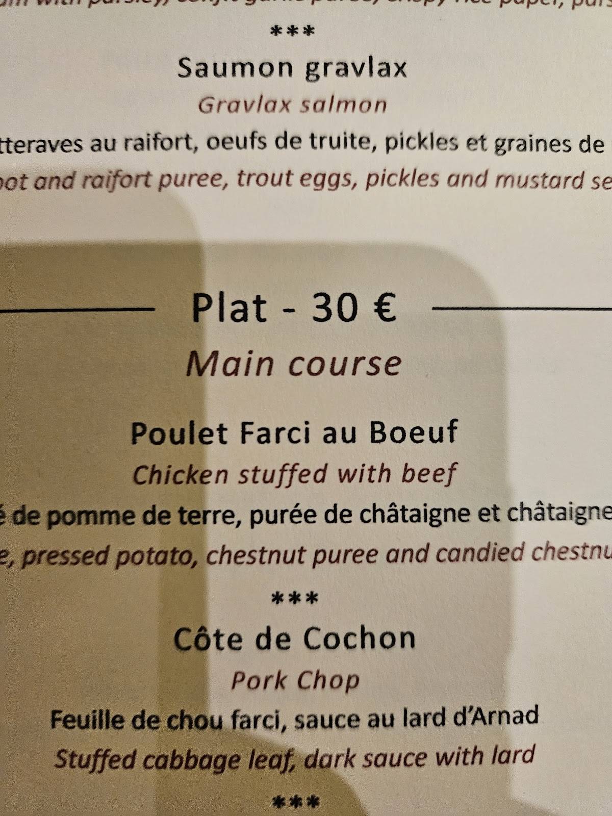 Menu de Le Bistrot du Dahu