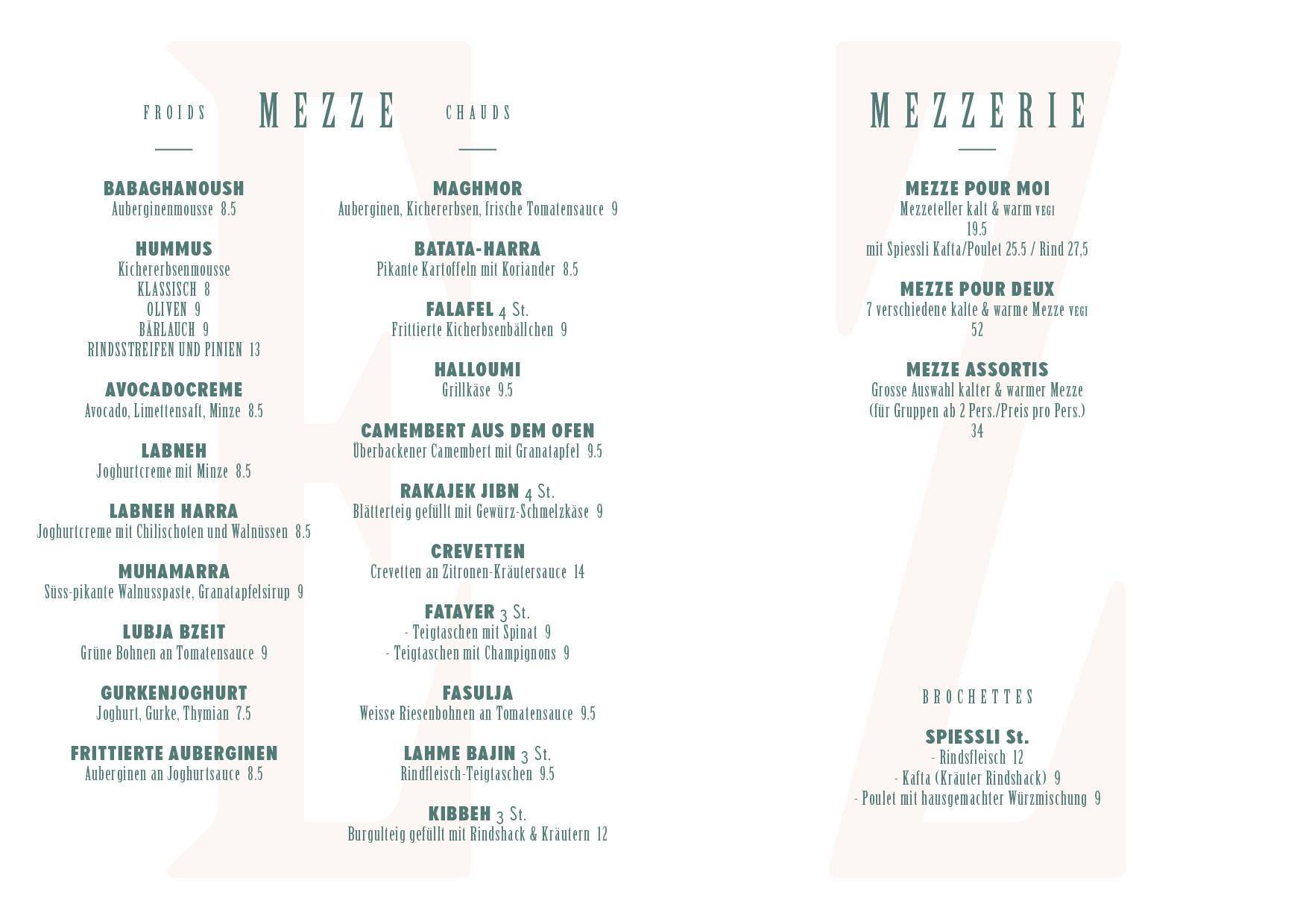 Menu di Le Mezzerie de Moudi 