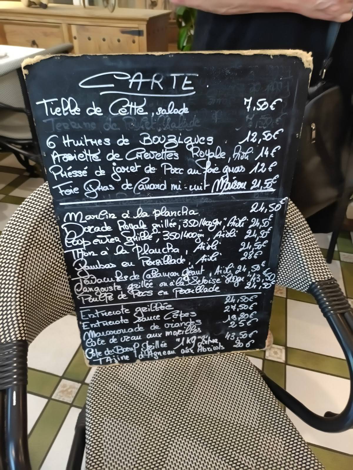 Menu de Le Véradier