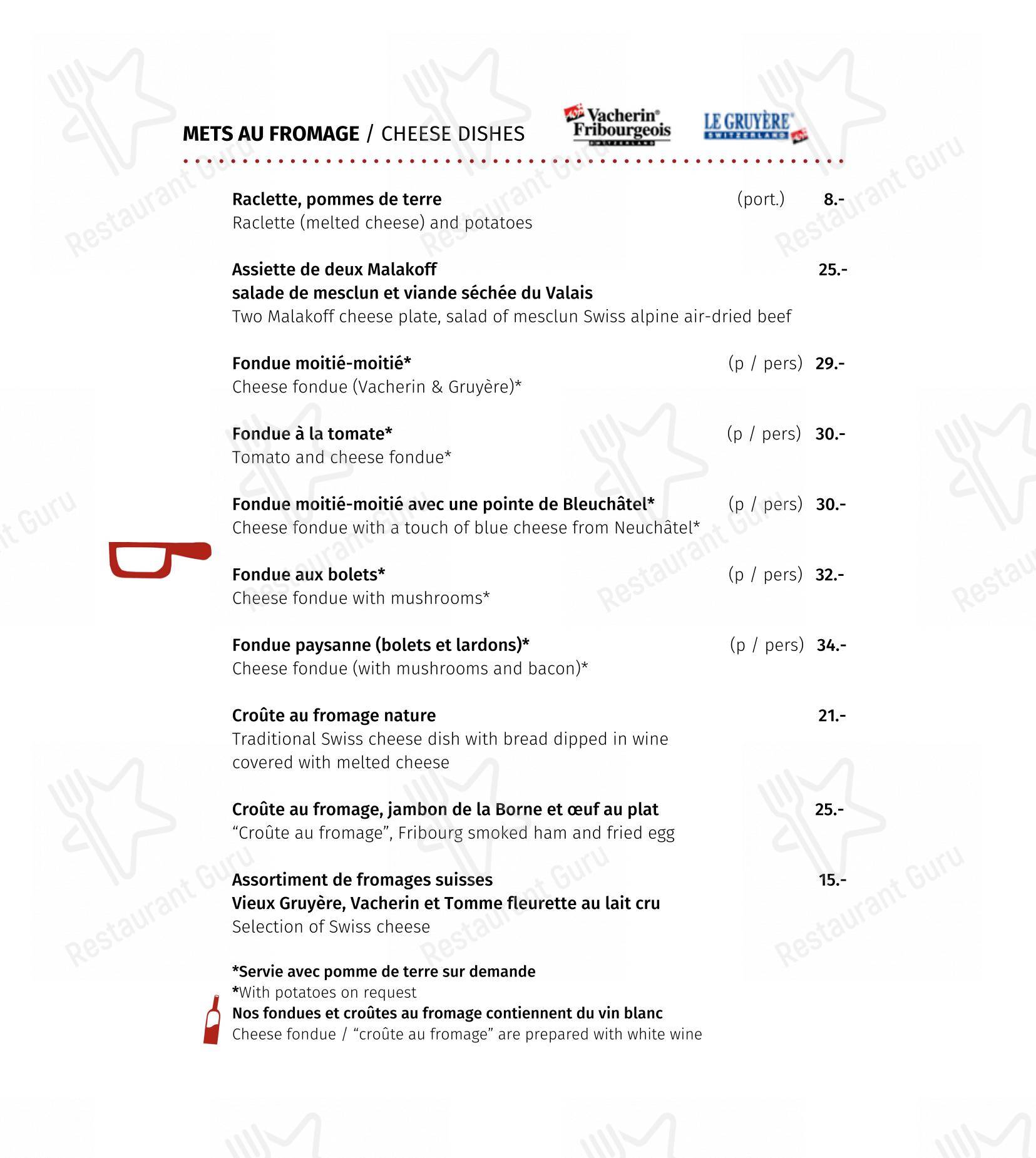 Menu per Restaurant Les Armures ristorante