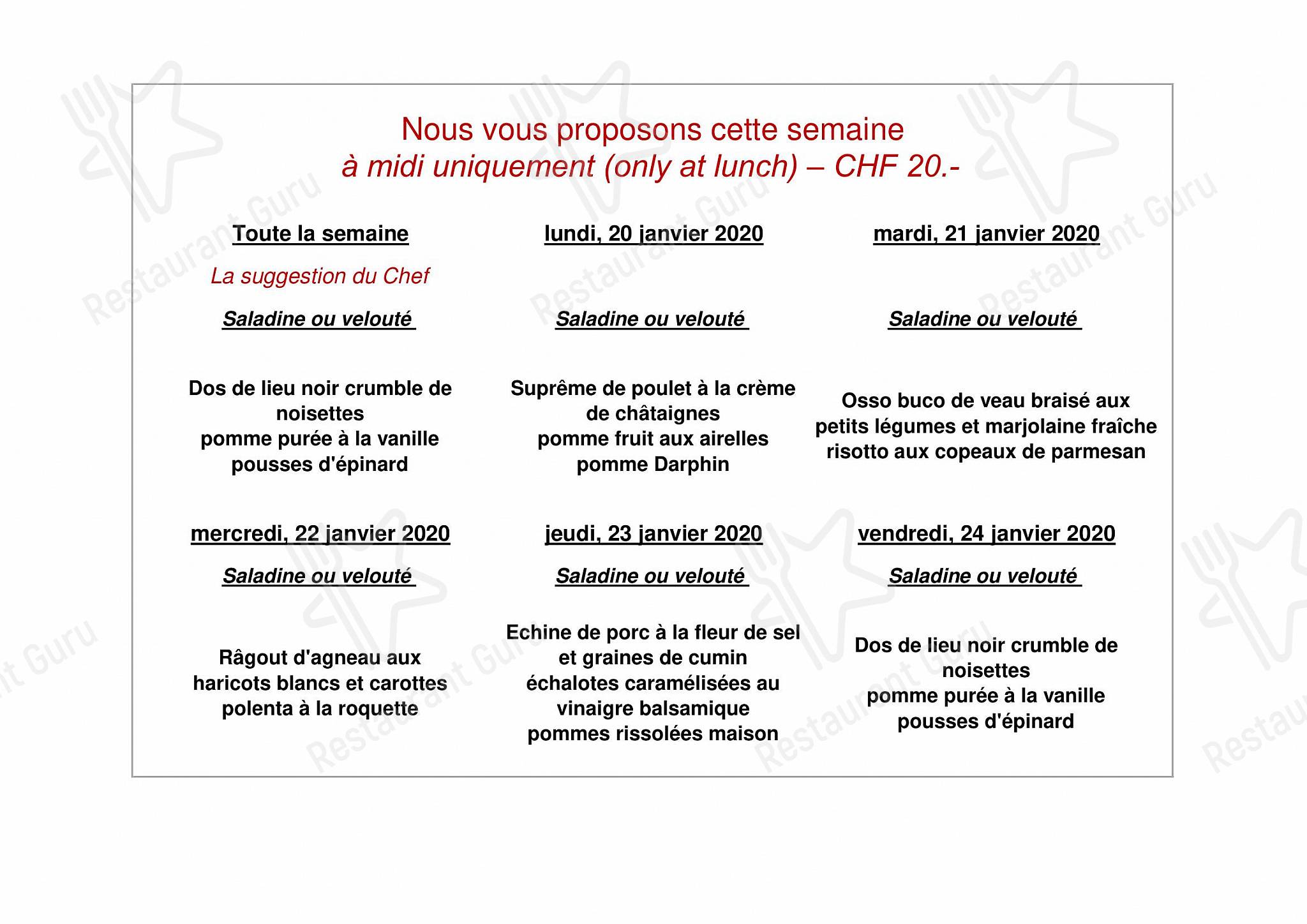 Restaurant Les Armures in Ginevra - Tea Menu